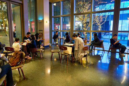 SHENZHEN, CHINA - CIRCA JANUARY  2019: interior shot of Starbucks in Shenzhen.のeditorial素材