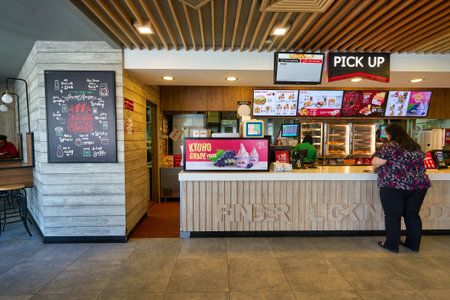 SINGAPORE - CIRCA APRIL, 2019: sales area at KFC restaurant in Singapore. Kentucky Fried Chicken is...