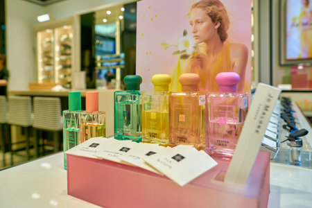 SINGAPORE - CIRCA APRIL, 2019: perfumes on display at Jo Malone London store in the Shoppes at...