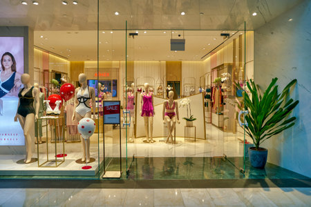 SINGAPORE - CIRCA APRIL, 2019: entrance to Aimer store in the Shoppes at Marina Bay Sands.
