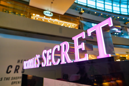 SINGAPORE - CIRCA APRIL, 2019: Victoria's Secret sign seen in the Shoppes at Marina Bay Sands.のeditorial素材