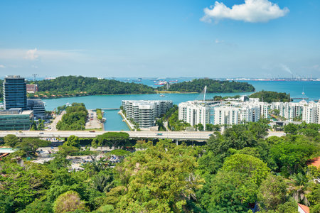SINGAPORE - CIRCA APRIL, 2019: view from a cable car in Singapore.