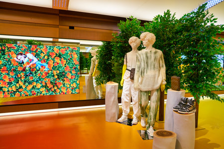 SINGAPORE - CIRCA APRIL, 2019: interior shot of Louis Vuitton store at the Shoppes at Marina Bay Sands.のeditorial素材