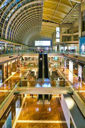 SINGAPORE - CIRCA APRIL, 2019: interior shot of the Shoppes at Marina Bay Sands.のeditorial素材