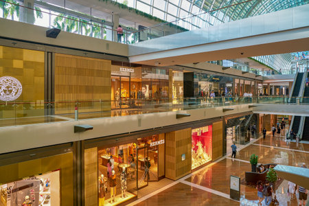 SINGAPORE - CIRCA APRIL, 2019: interior shot of the Shoppes at Marina Bay Sands.のeditorial素材