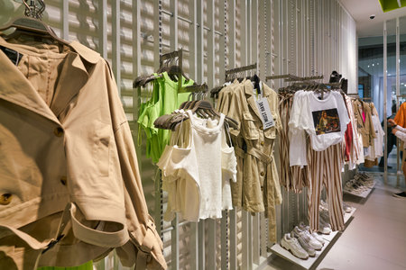 SINGAPORE - APRIL 03, 2019: interior shot of Bershka store in Singapore. Bershka is a clothing...