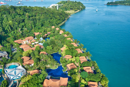 SINGAPORE - CIRCA APRIL, 2019: view from a cable car in Singapore.のeditorial素材