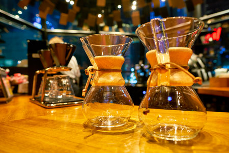 SHENZHEN, CHINA - CIRCA FEBRUARY,  2019: Chemex coffeemakers on display at Starbucks Reserve in...