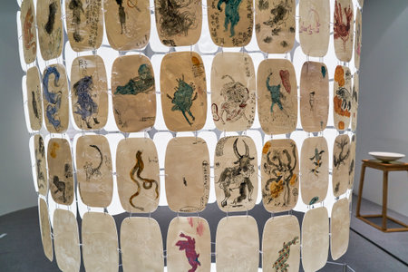 HONG KONG, CHINA - CIRCA JANUARY, 2019: close up shot of an exhibit at Hong Kong Heritage Museum.のeditorial素材