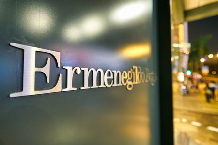 HONG KONG, CHINA - CIRCA JANUARY, 2019: close up shot of Ermenegildo Zegna sign seen in Hong Kong.