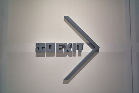 HONG KONG, CHINA - CIRCA JANUARY, 2019: exit sign seen in Hong Kong Heritage Museum.のeditorial素材