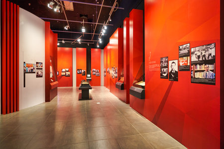 HONG KONG, CHINA - CIRCA JANUARY, 2019: interior shot of "90 Years of Public Service Broadcasting in Hong Kong" space at Hong Kong Heritage Museum.のeditorial素材