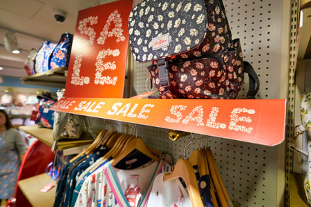 HONG KONG, CHINA - JANUARY 23, 2019: bags on display at Cath Kidston store at New Town Plaza shopping mall in Sha Tin.のeditorial素材