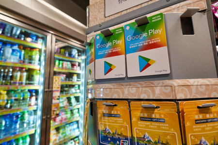 HONG KONG - CIRCA JANUARY, 2019: gift cards on display at Circle K store in Hong Kong. Circle K Stores Inc. is an international chain of convenience stores.のeditorial素材