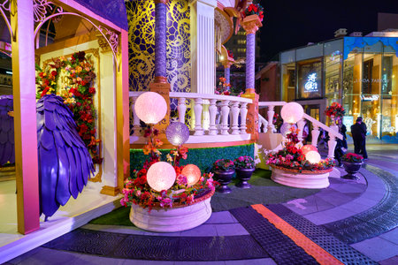 HONG KONG, CHINA - CIRCA JANUARY, 2019: decorations seen at 1881 Heritage in Hong Kong at nighttime.のeditorial素材