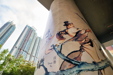 HONG KONG - JANUARY 23, 2019: character from Jin Yong's Wuxia novels seen at Hong Kong Heritage Museum.のeditorial素材