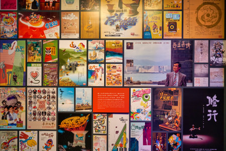 HONG KONG, CHINA - CIRCA JANUARY, 2019: interior shot of "90 Years of Public Service Broadcasting in Hong Kong" space at Hong Kong Heritage Museum.のeditorial素材