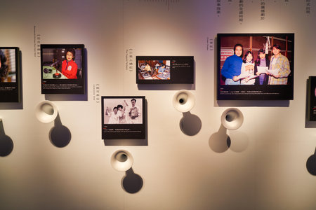 HONG KONG, CHINA - CIRCA JANUARY, 2019: interior shot of "90 Years of Public Service Broadcasting in Hong Kong" space at Hong Kong Heritage Museum.のeditorial素材
