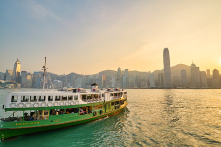 HONG KONG, CHINA - CIRCA JANUARY, 2019: a Star Ferry crossing Victoria Harbour. The Star Ferry is a...