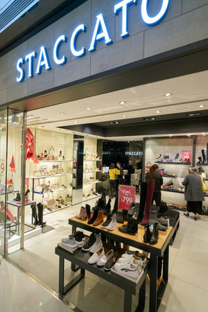 HONG KONG, CHINA - JANUARY 23, 2019: Staccato sign over a store entrance at New Town Plaza shopping mall in Sha Tin.のeditorial素材