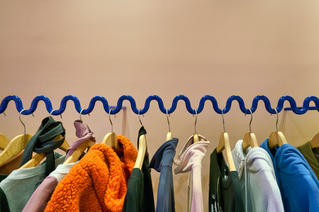 HONG KONG, CHINA - JANUARY 23, 2019: clothes on display at a store in New Town Plaza. New Town Plaza is a shopping mall in the town centre of Sha Tin, Hong Kong.のeditorial素材