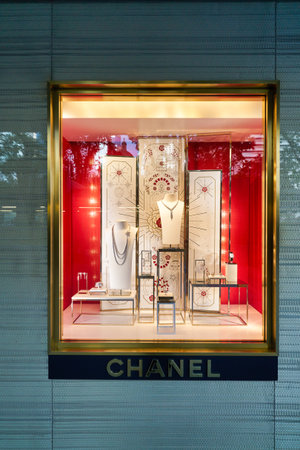 HONG KONG, CHINA - CIRCA JANUARY, 2019: jewelleries on display at Chanel store in Hong Kong.