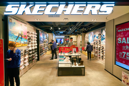 HONG KONG, CHINA - CIRCA JANUARY, 2019: Skechers brand name over a store entrance at New Town Plaza...