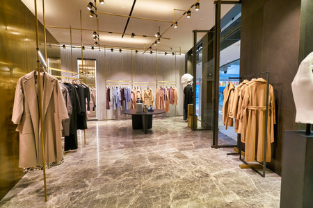 HONG KONG, CHINA - CIRCA JANUARY, 2019: interior shot of Max Mara store at ifc mall in Hong Kong.のeditorial素材