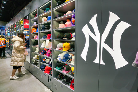 HONG KONG, CHINA - CIRCA JANUARY, 2019: baseball caps on display at a store in Hong Kong.