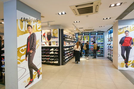 HONG KONG, CHINA - CIRCA JANUARY, 2019: interior shot of Adidas store in Hong Kong.