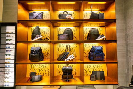 HONG KONG, CHINA - CIRCA JANUARY, 2019: goods on display at Ermenegildo Zegna store at ifc mall in Hong Kong. Ermenegildo Zegna is an Italian luxury fashion houseのeditorial素材
