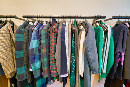 HONG KONG, CHINA - CIRCA JANUARY, 2019: a clothing rack at Sandro store at ifc mall in Hong Kong.のeditorial素材