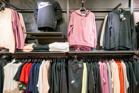 HONG KONG, CHINA - JANUARY 23, 2019: interior shot of Nike store at New Town Plaza shopping mall in Sha Tin.のeditorial素材