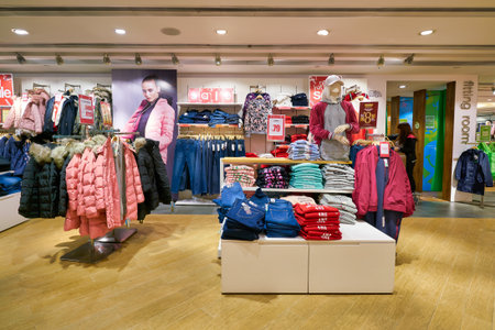 HONG KONG - JANUARY 22, 2019: interior shot of Bossini shop. Bossini International Holdings Limited...