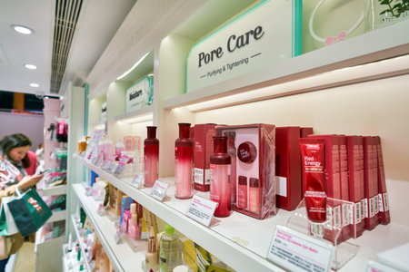 HONG KONG, CHINA - CIRCA JANUARY, 2019: personal care products on display at a store in Hong Kong.のeditorial素材