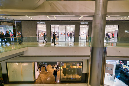 HONG KONG, CHINA - JANUARY 22, 2019: interior shot of the IFC Mall in Hong Kong.