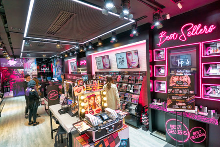 HONG KONG, CHINA - CIRCA JANUARY, 2019: interior shot of a NYX store in Hong Kong. NYX Professional...