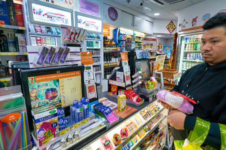HONG KONG, CHINA - CIRCA JANUARY, 2019: inside a 7-Eleven store in Hong Kong
