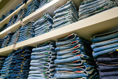 HONG KONG, CHINA - JANUARY 23, 2019: jeans on display at G-Star RAW store in New Town Plaza. New Town Plaza is a shopping mall in the town centre of Sha Tin, Hong Kong.のeditorial素材