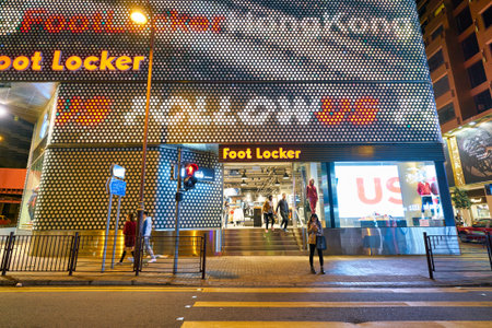 HONG KONG, CHINA - CIRCA JANUARY, 2019: a Foot Locker store in Hong Kong. Foot Locker Retail, Inc. is an American sportswear and footwear retailer.のeditorial素材