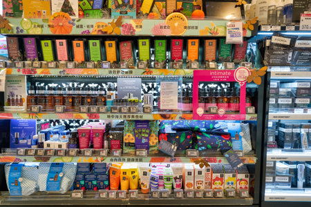HONG KONG, CHINA - CIRCA JANUARY, 2019: personal care products on display at a store in Hong Kong.のeditorial素材