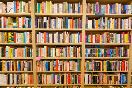 HONG KONG, CHINA - JANUARY 22, 2019: books on display at bookshop at IFC mall in Hong Kong.のeditorial素材