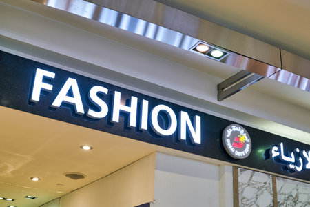DUBAI, UAE - CIRCA JANUARY 2019: Fashion sign seen in Dubai International Airport.のeditorial素材
