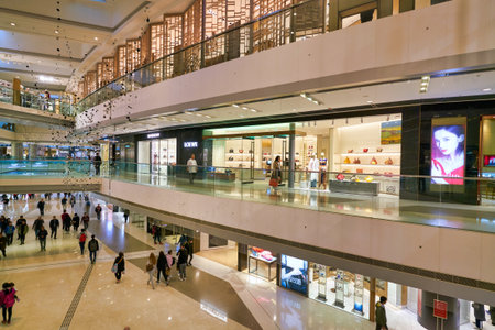 HONG KONG, CHINA - JANUARY 22, 2019: interior shot of the IFC Mall in Hong Kong.のeditorial素材