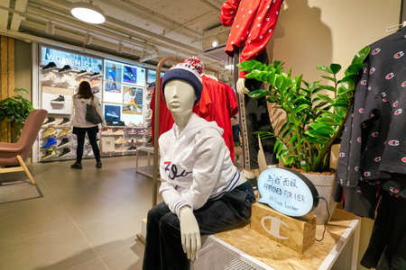 HONG KONG, CHINA - CIRCA JANUARY, 2019: interior shot of a Foot Locker store in Hong Kong. Foot...