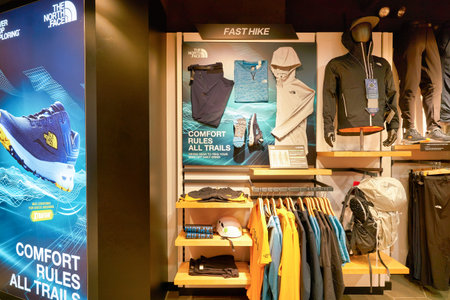HONG KONG, CHINA - JANUARY 23, 2019: interior shot of The North Face store at New Town Plaza...