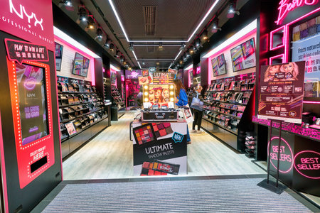 HONG KONG, CHINA - CIRCA JANUARY, 2019: interior shot of a NYX store in Hong Kong. NYX Professional...