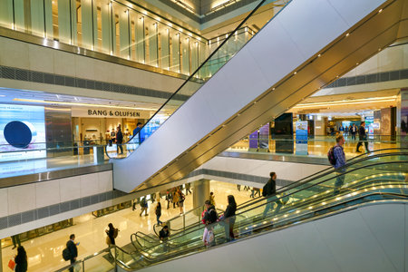 HONG KONG, CHINA - JANUARY 22, 2019: interior shot of the IFC Mall in Hong Kong.のeditorial素材