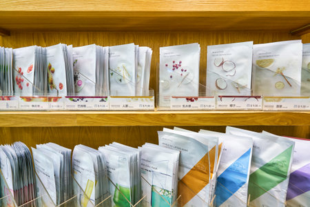 HONG KONG, CHINA - CIRCA JANUARY, 2019: masks on display at an Innisfree store in Hong Kong....