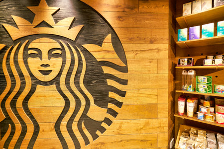 HONG KONG, CHINA - CIRCA JANUARY, 2019: interior shot of Starbucks Coffee in Hong Kong.のeditorial素材